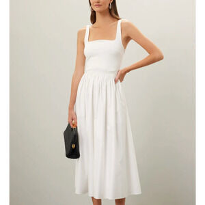 Rue Sophie White Fit n Flare Midi Dress XL Romantic Sundress Designer $188